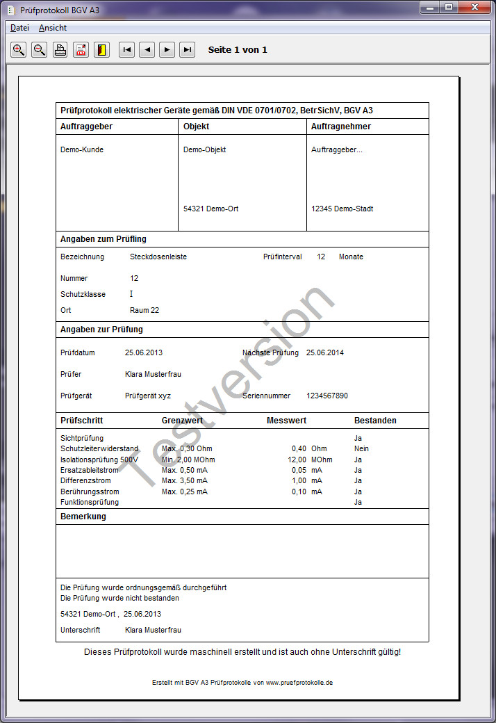 BGVA3 Bericht