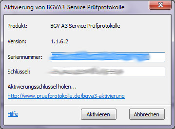 BGV A3 Service Aktivierung